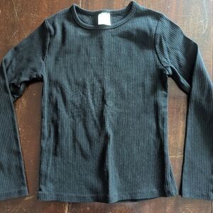Zara Girls Black Ribbed Long Sleeve Top